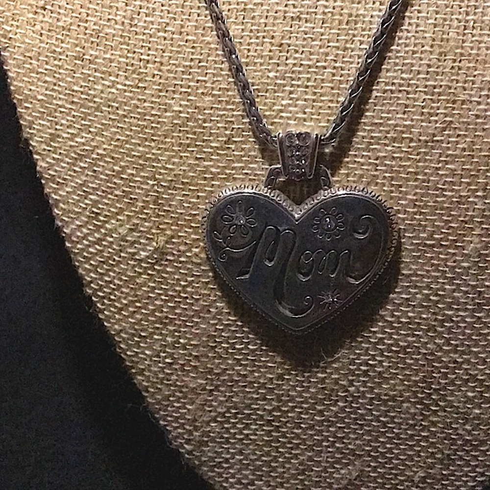 🖤Brighton Vtg MOM heart pendant necklace with Swarovski crystals - Picture 2 of 3